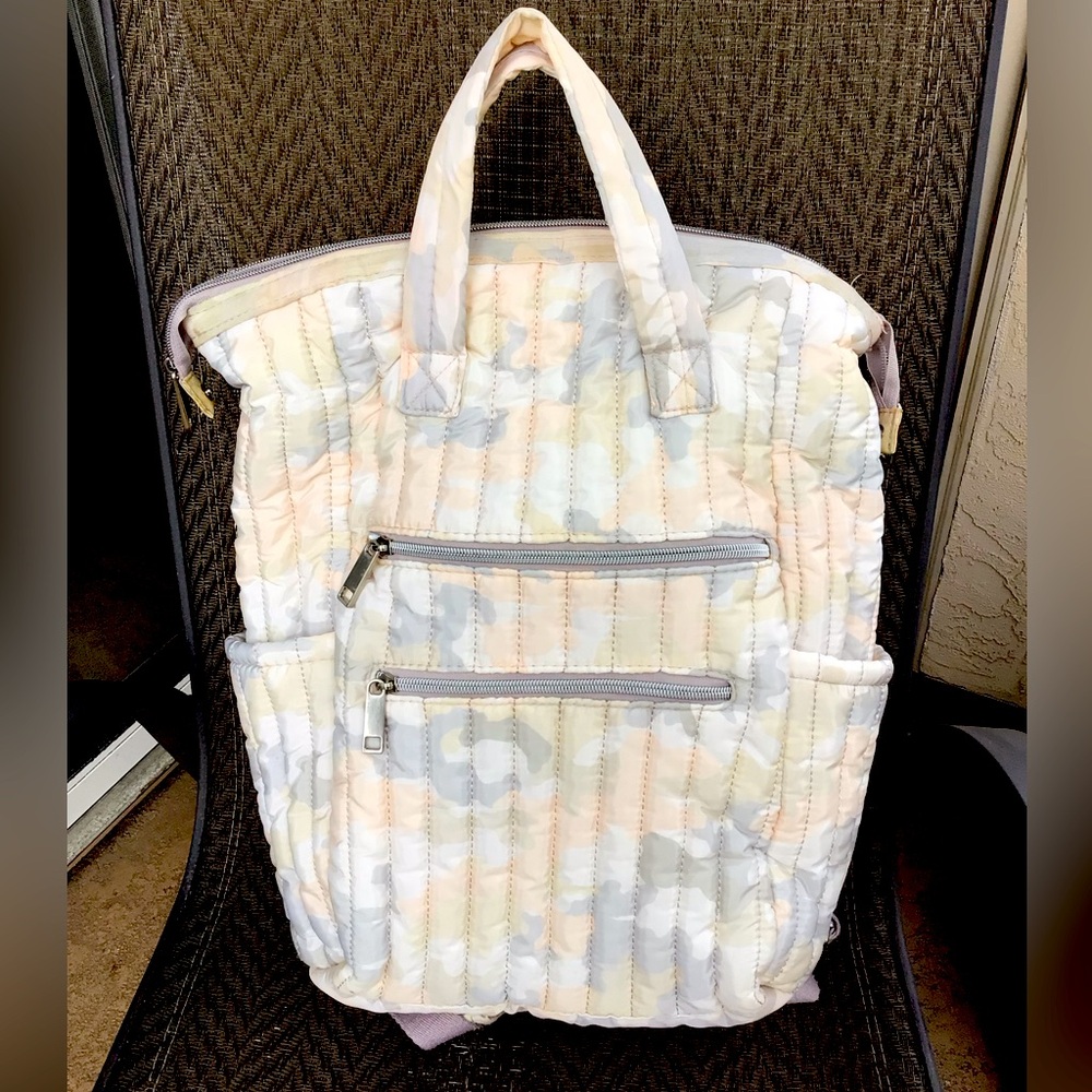 Peach/Gray Camo Quilted SELMA Backpack